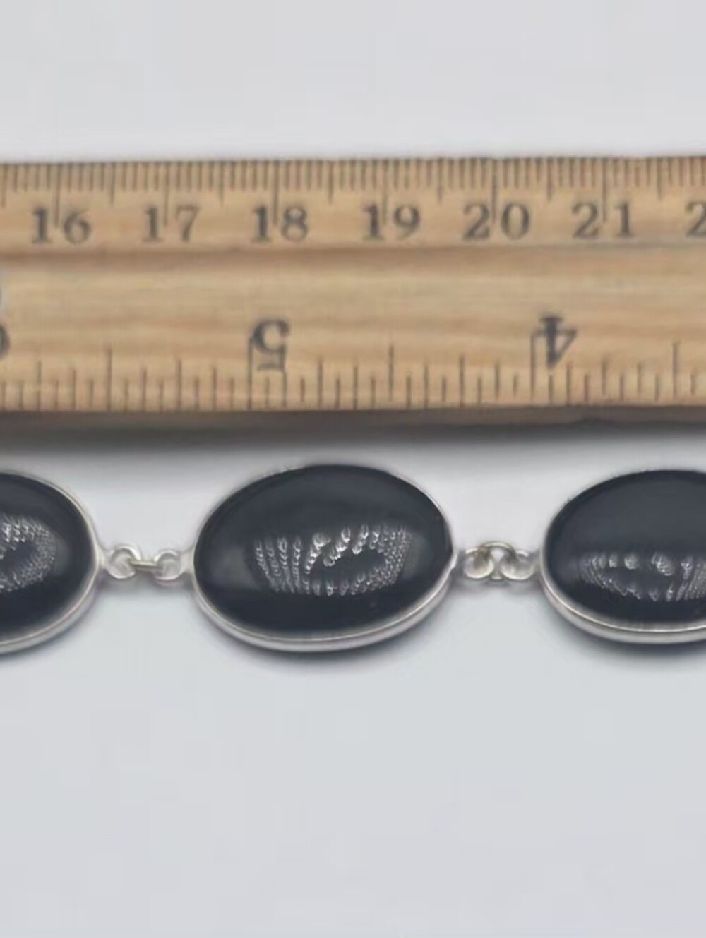 Black Oval Natural Stone Pendant Bracelet- Women's Jewelry
